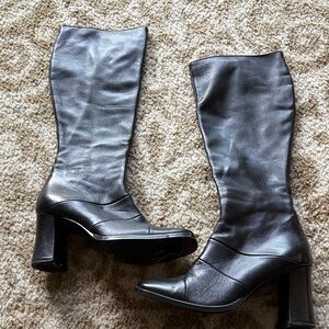 Elegant Black Leather Knee-High Boots
